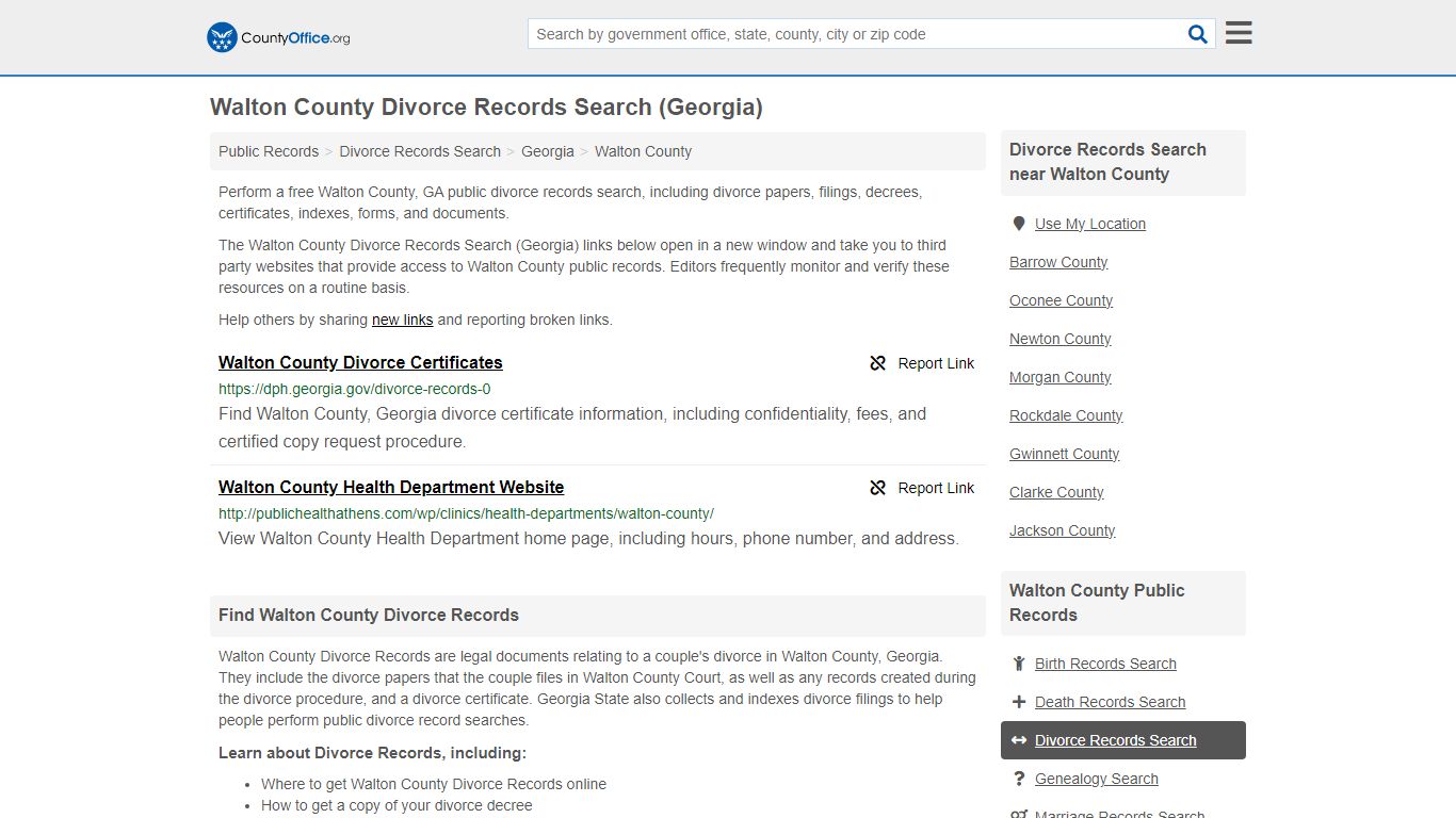 Divorce Records Search - Walton County, GA (Divorce Certificates & Decrees)